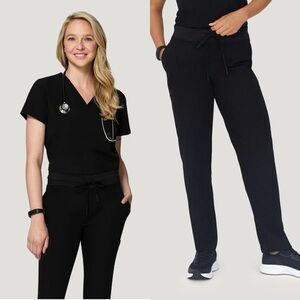 Mandala Scrubs Black Set Small Top Medium Pants Stretch Yoga Waist